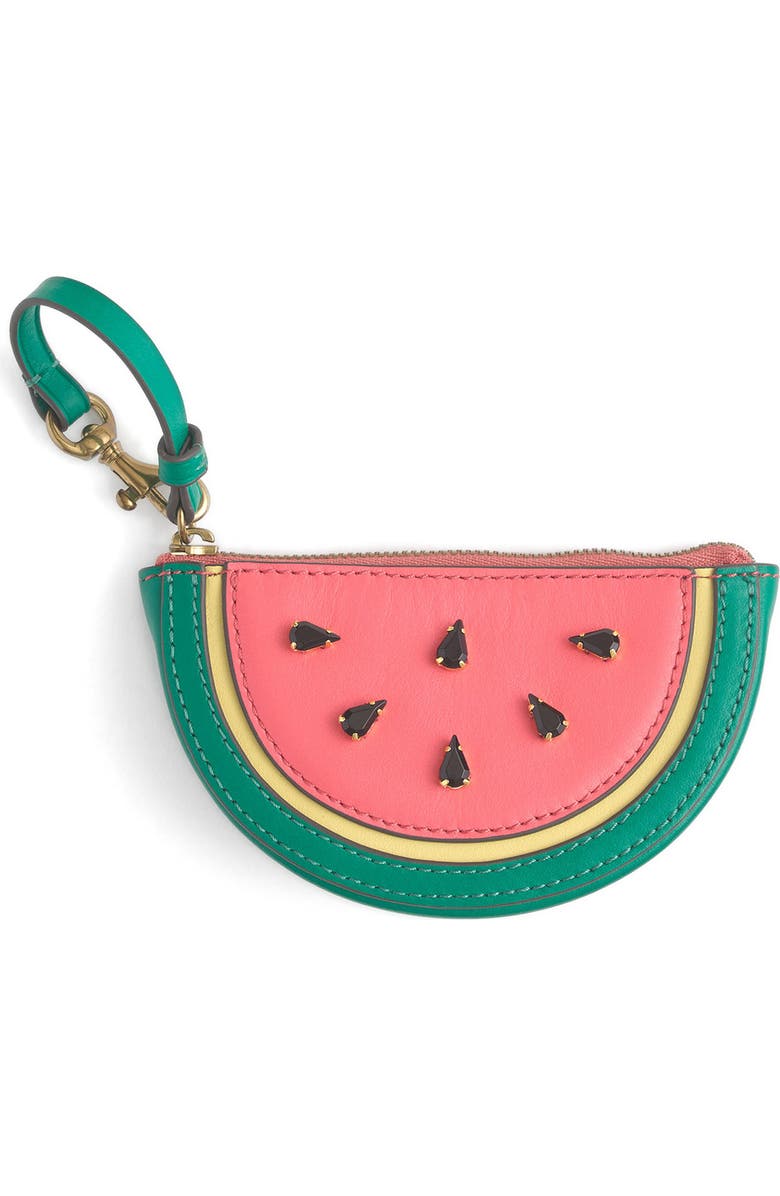 J.Crew Leather Watermelon Coin Purse, Main, color,
