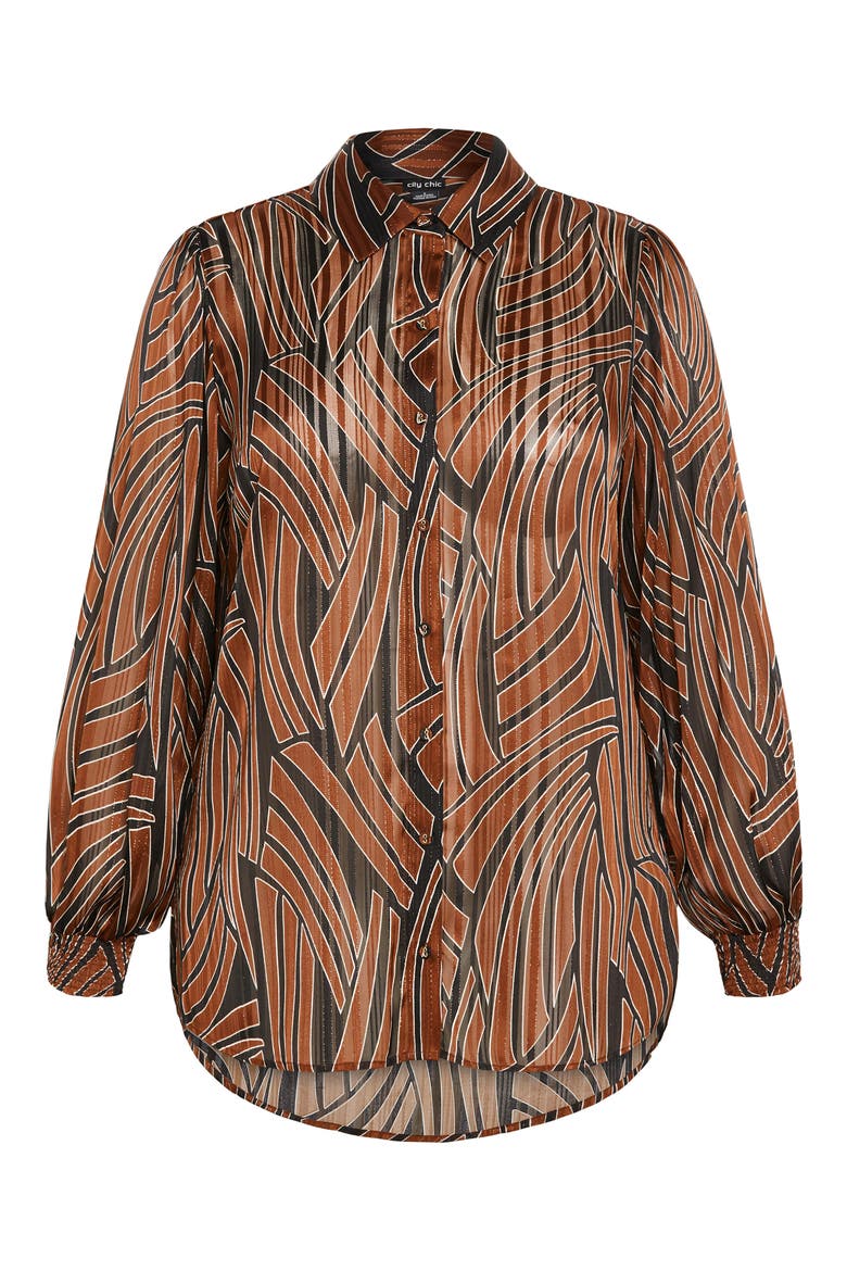 Madelyn Metallic Button-Up Shirt, Alternate, color, LINEAR