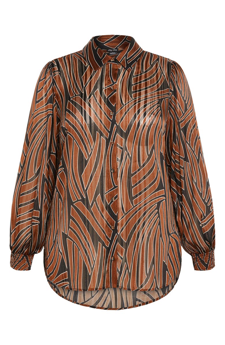 City Chic Madelyn Metallic Button-Up Shirt, Alternate, color,