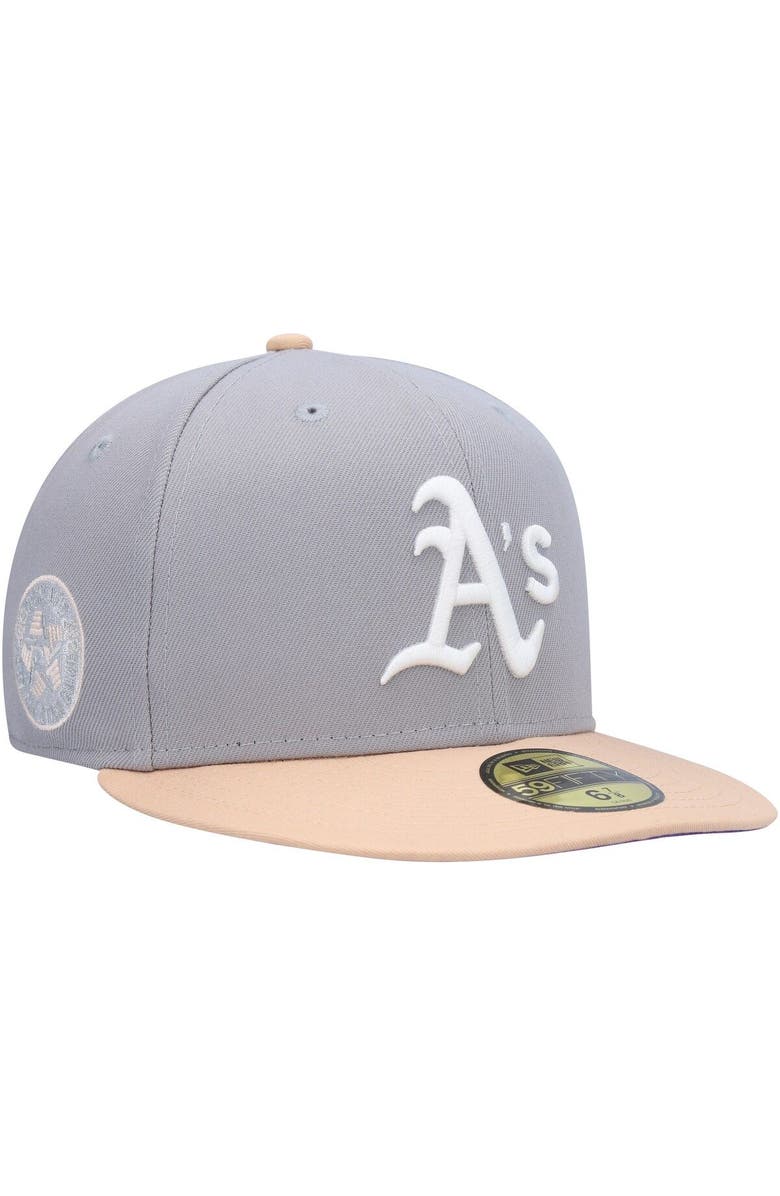 New Era Men's New Era Gray/Peach Oakland Athletics 1987 MLB All-Star Game Purple Undervisor 59FIFTY Fitted Hat, Main, color, Gray