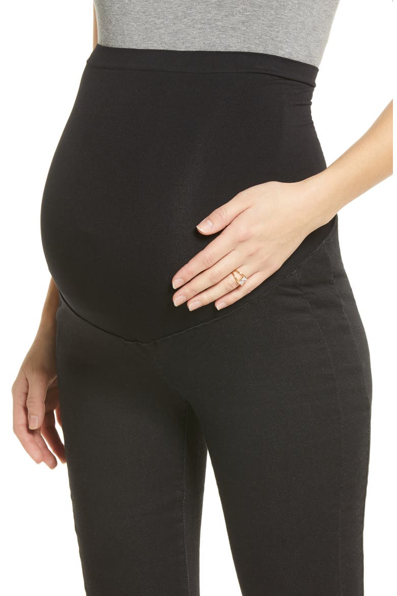 Cozy Athleisure Pull-On Over the Bump Maternity Leggings, Alternate, color, BLACK