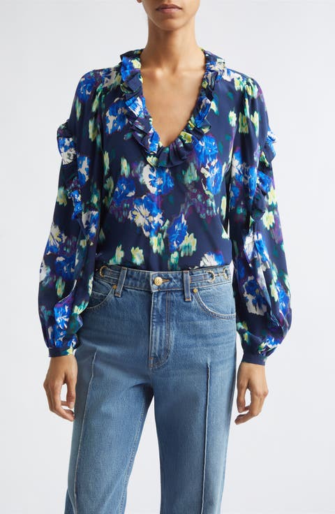 Marguerite Ruffle Silk Top
