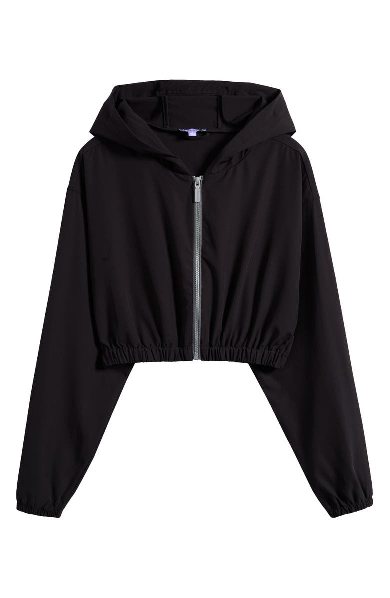 Florence by Mills Front Zip Hooded Crop Track Jacket, Alternate, color, Black