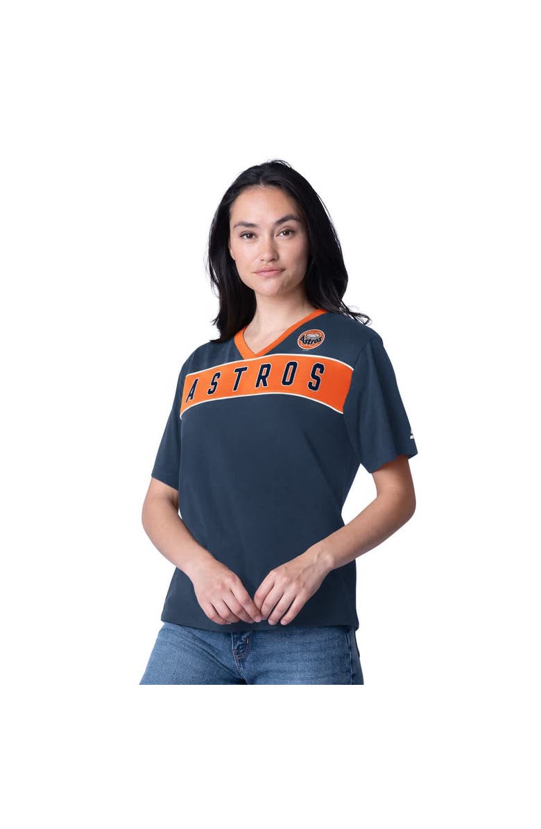 STARTER Women's Starter Navy Houston Astros Game Day V-Neck T-Shirt, Alternate, color, 