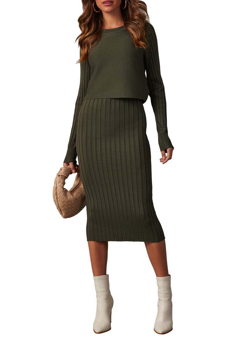 VICI Collection Full of Surprises Long Sleeve Rib Dress, Main, color,