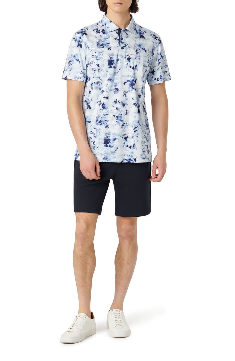 Bugatchi Hendrix Digital Watercolor Print Pima Cotton Polo, Alternate, color, Classic Blue