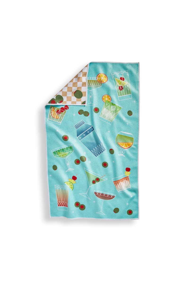 tag Super Absorbent Kitchen Towel Cocktail Night Dishtowel Multi 80% Recycled Polyester 18x30 in, Main, color, Multicolored