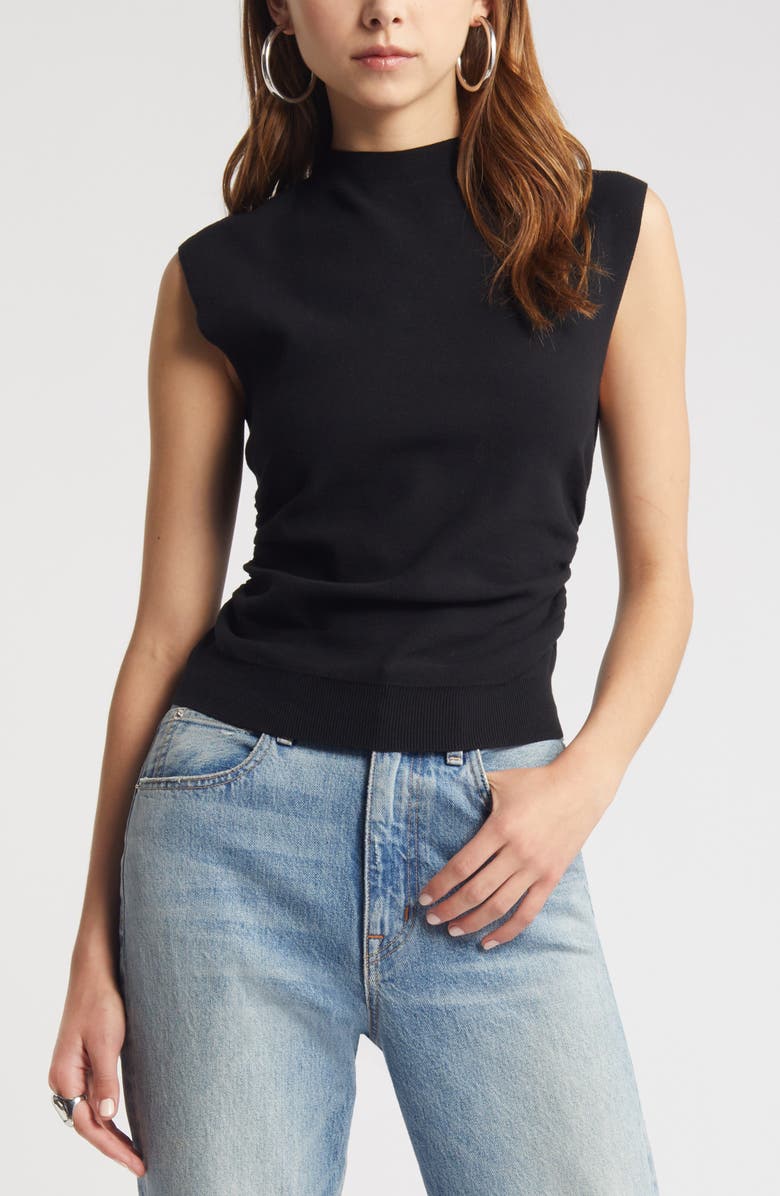 Open Edit Ruched Cap Sleeve Sweater, Main, color, 