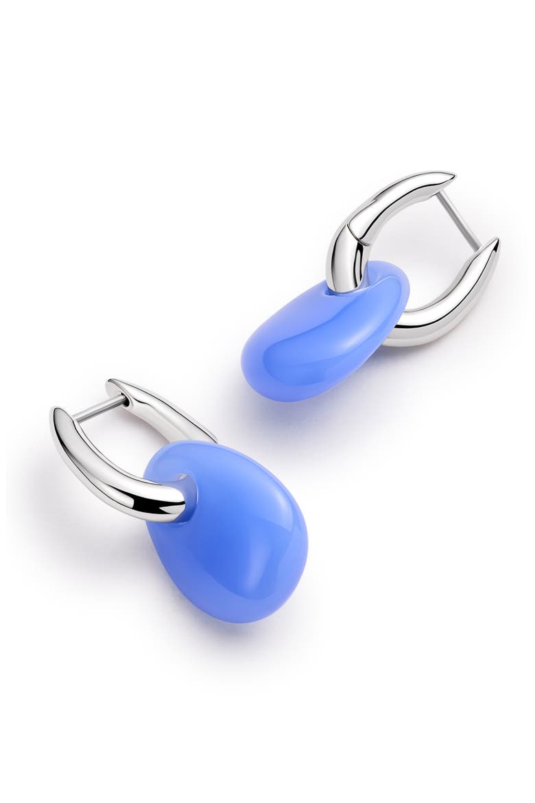 Kayla Clear Drop Hoop Earrings, Alternate, color, SILVER / BLUE
