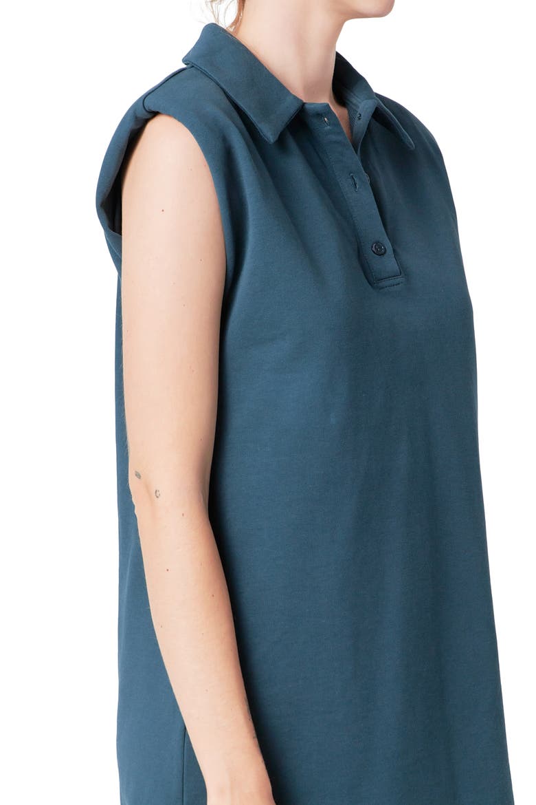 Power Shoulder Polo Cotton Minidress, Alternate, color, OLIVE