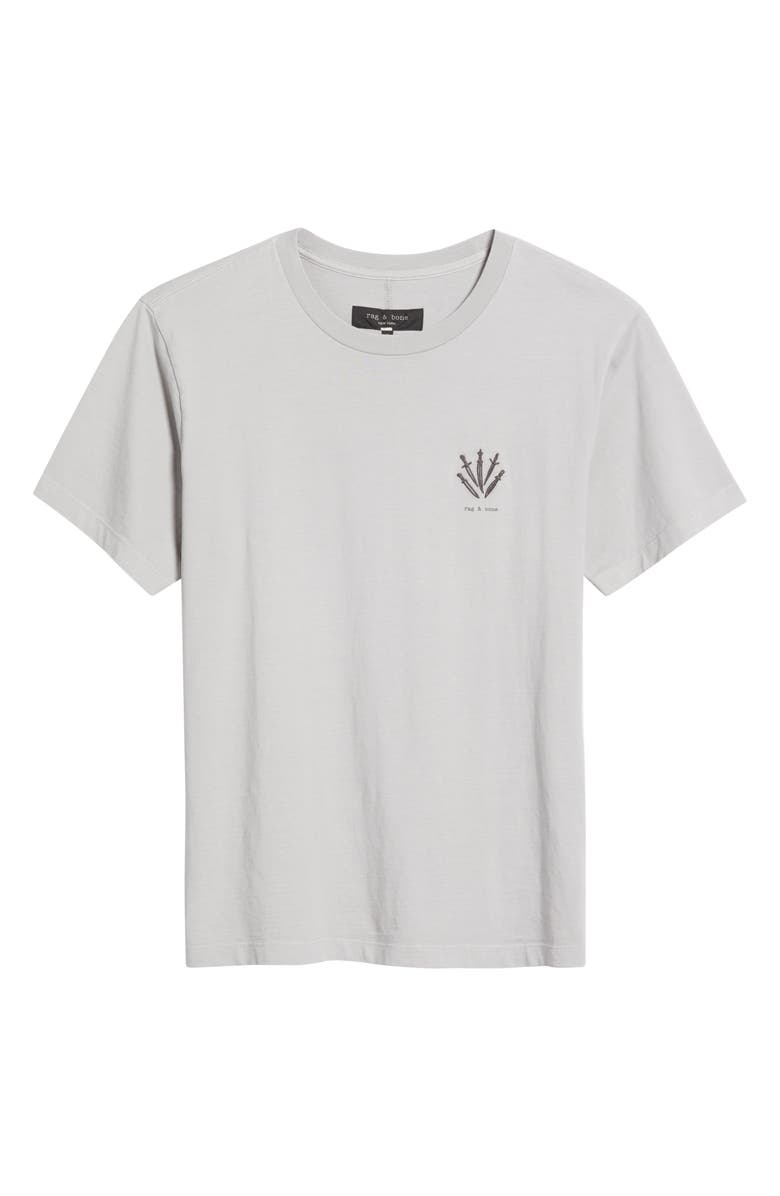rag & bone Dagger Embroidered Cotton Graphic T-Shirt, Alternate, color, Washed Light Grey