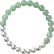 seree Duo Silver and Jade-Green Aventurine Beaded Bracelet