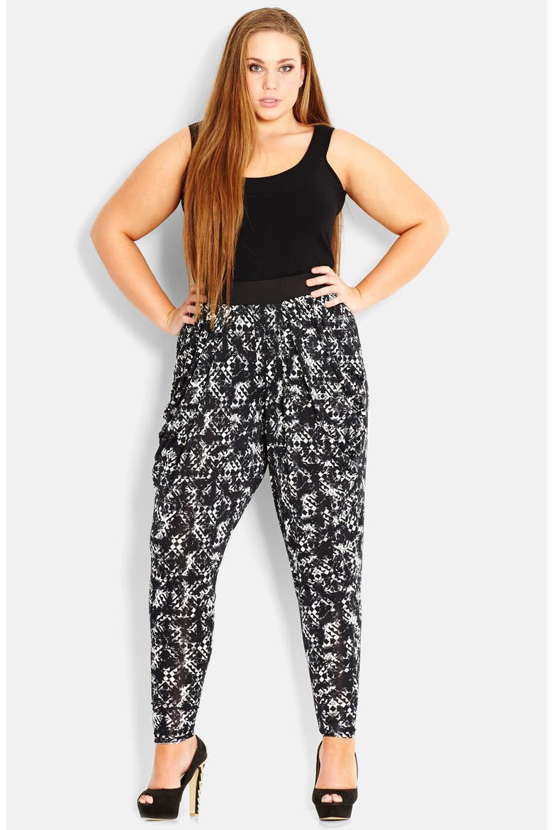 Slouchy Print Pants, Main, color, NOIR