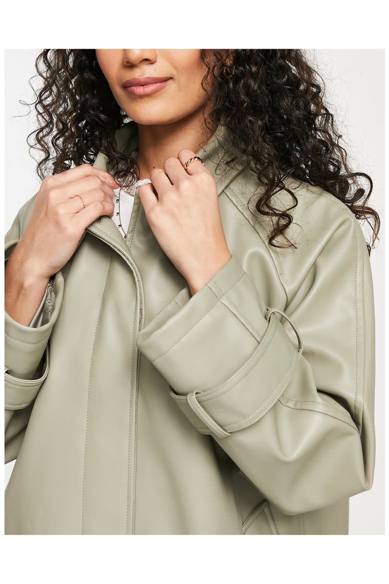 Faux Leather Trench Coat, Alternate, color, BEIGE