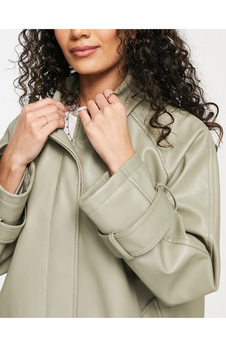 ASOS DESIGN Faux Leather Trench Coat, Alternate, color,