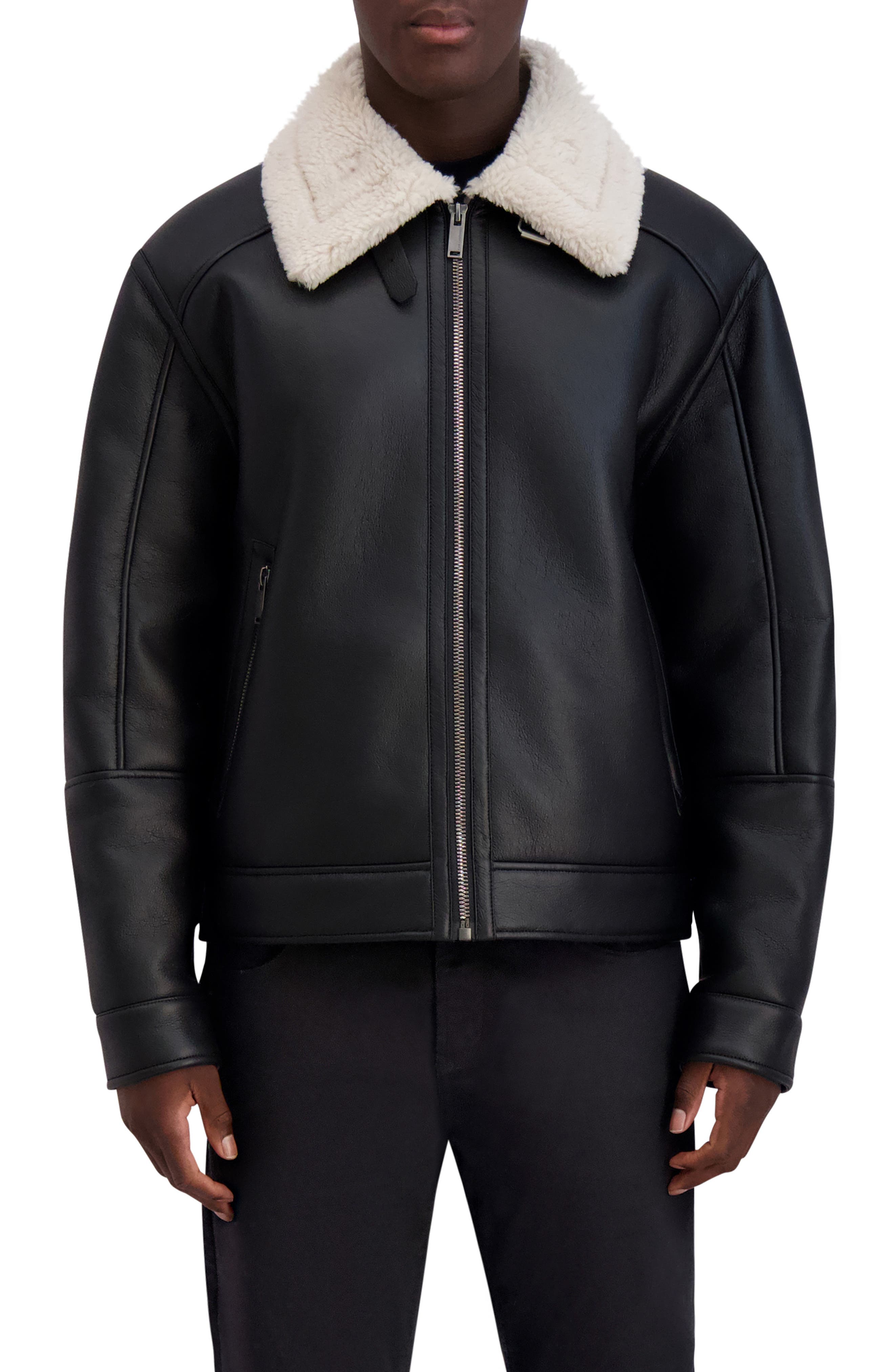 KARL LAGERFELD PARIS Faux Shearling Bomber Jacket