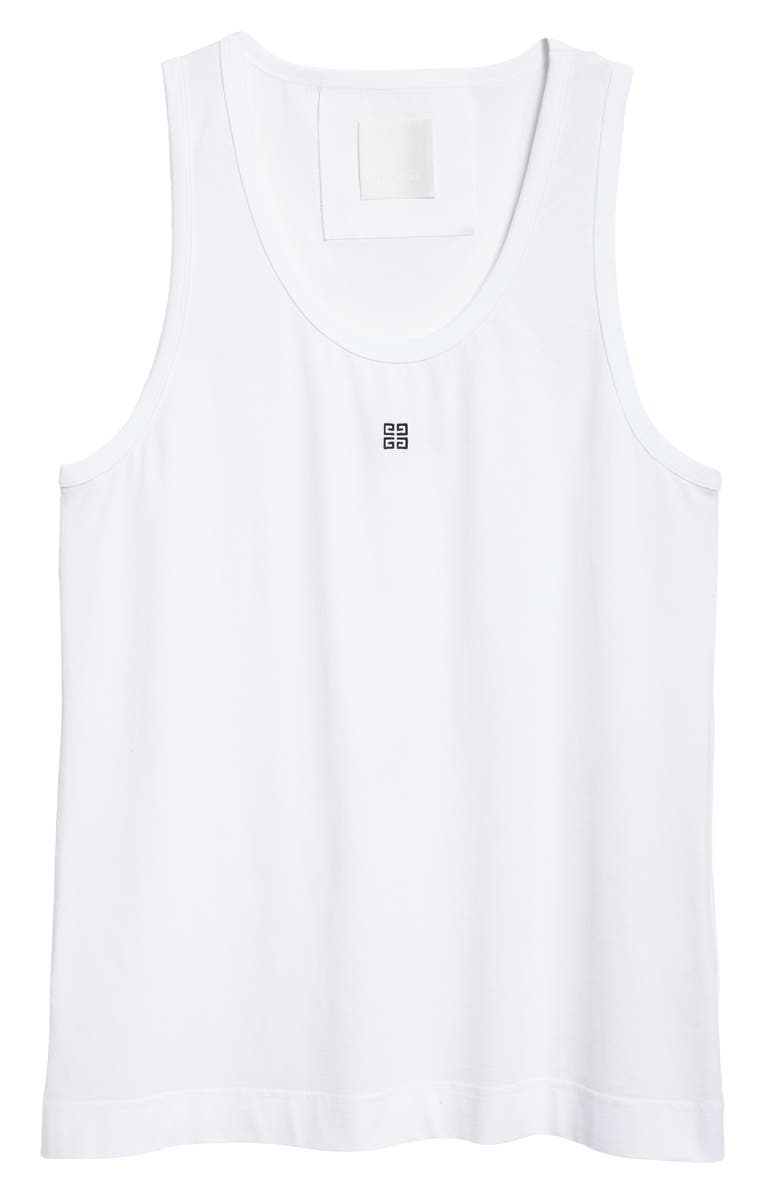 Givenchy 4G Logo Embroidered Cotton Tank, Alternate, color, White