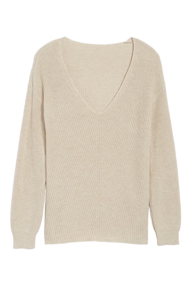 V-Neck Sweater, Alternate, color, BEIGE OATMEAL MEDIUM HEATHER