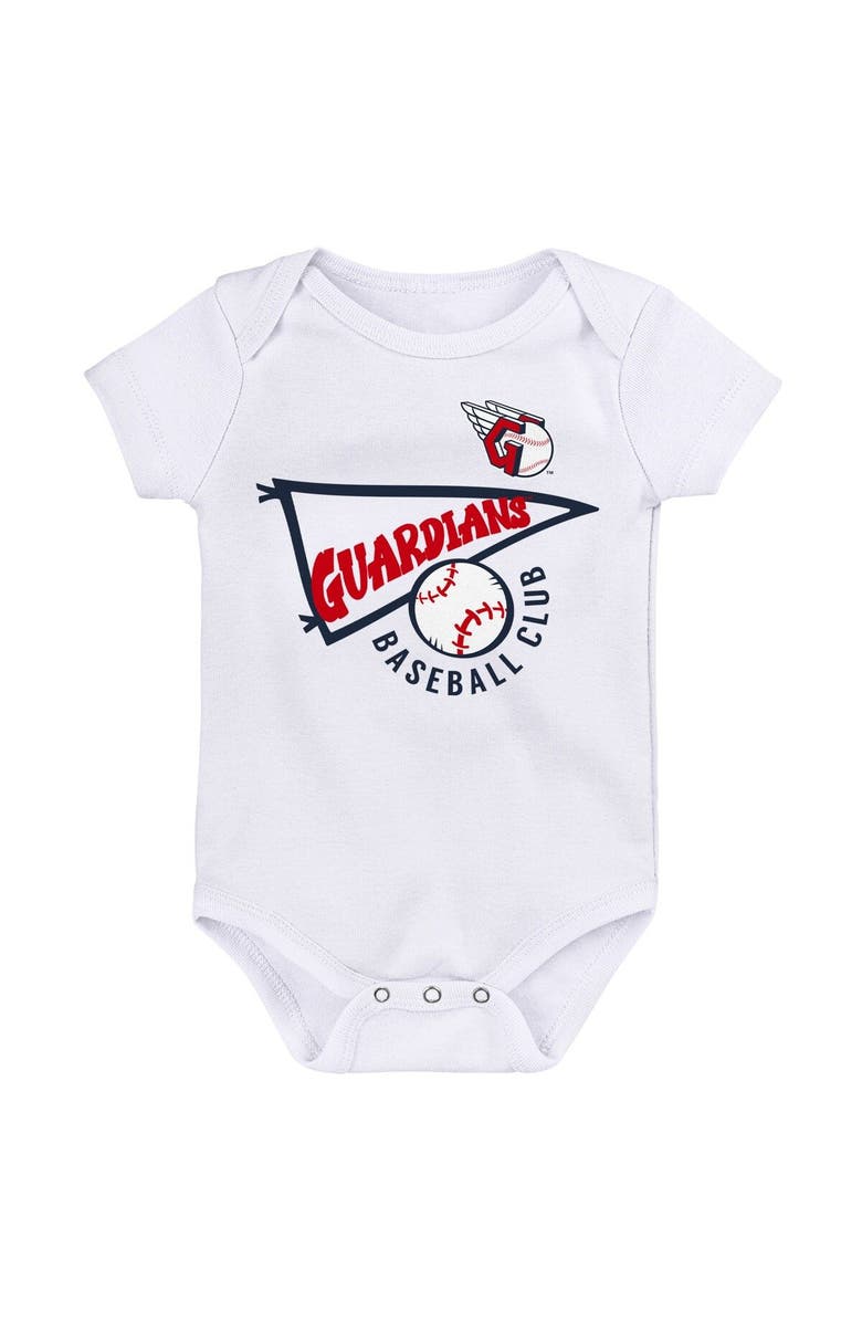 Outerstuff Infant Red/White/Heather Gray Cleveland Guardians Biggest Little Fan 3-Pack Bodysuit Set, Alternate, color, 