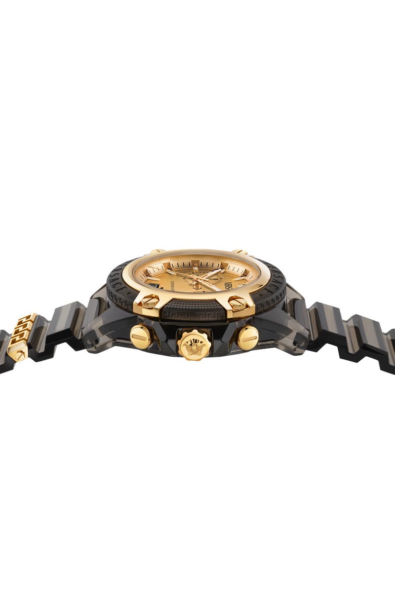 Versace Icon Active Silicone Strap Watch, 44mm, Alternate, color, Black