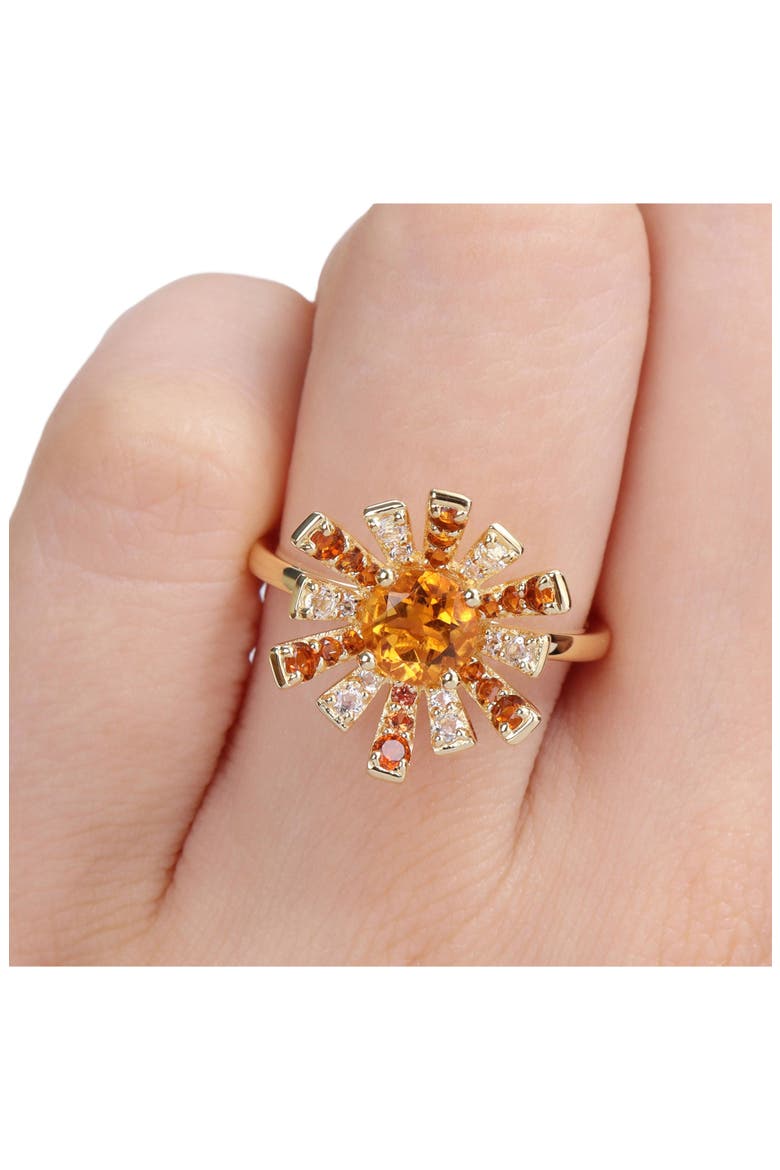 Red CZ Sunburst Ring, Alternate, color, YELLOW