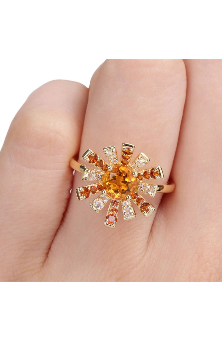 DELMAR Red CZ Sunburst Ring, Alternate, color, Yellow