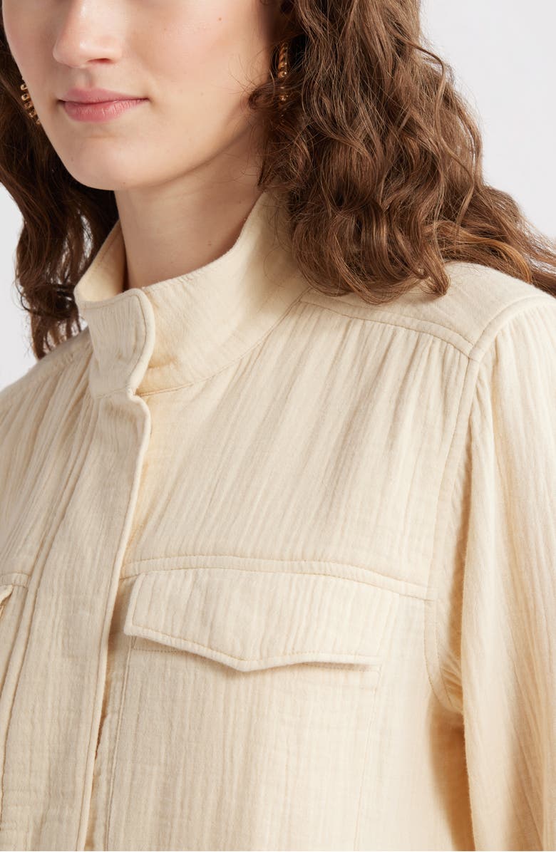 Caslon<sup>®</sup> Cotton Gauze Utility Jacket, Alternate, color, Beige Burnt