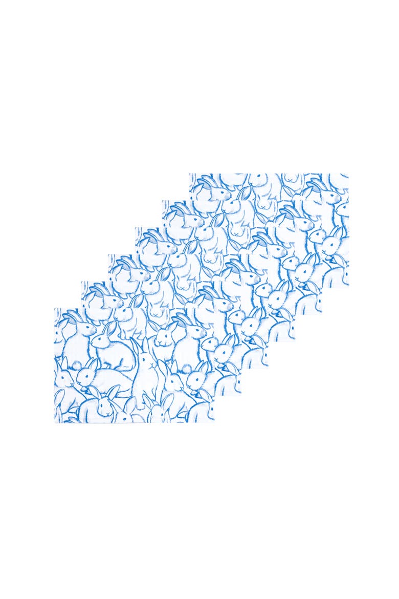 Blue Bunny Rabbits Easter Spring Cotton Set of 6 Placemats 14" x 20", Alternate, color, Blue