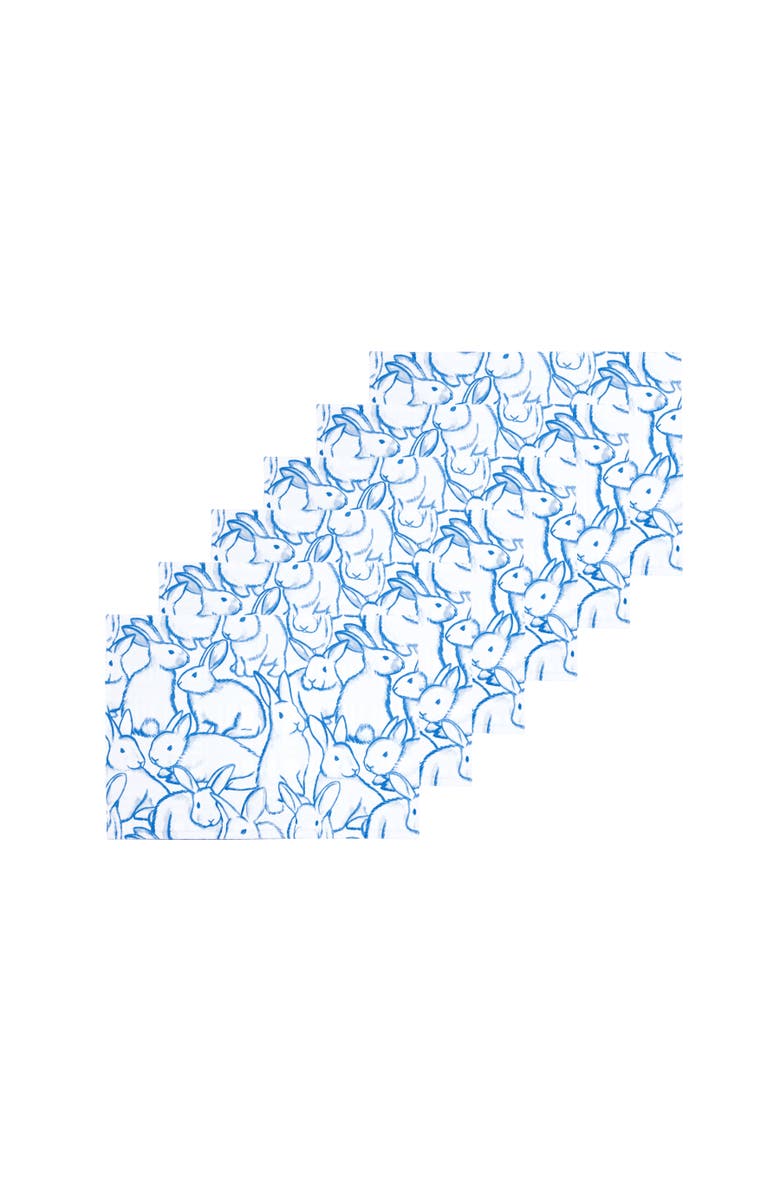 C&F Home Blue Bunny Rabbits Easter Spring Cotton Single Placemats Set of 6, 14" x 20", Alternate, color, Blue