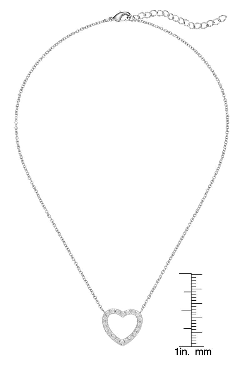 Kids' Cubic Zirconia Open Heart Pendant Necklace, Alternate, color, WHITE