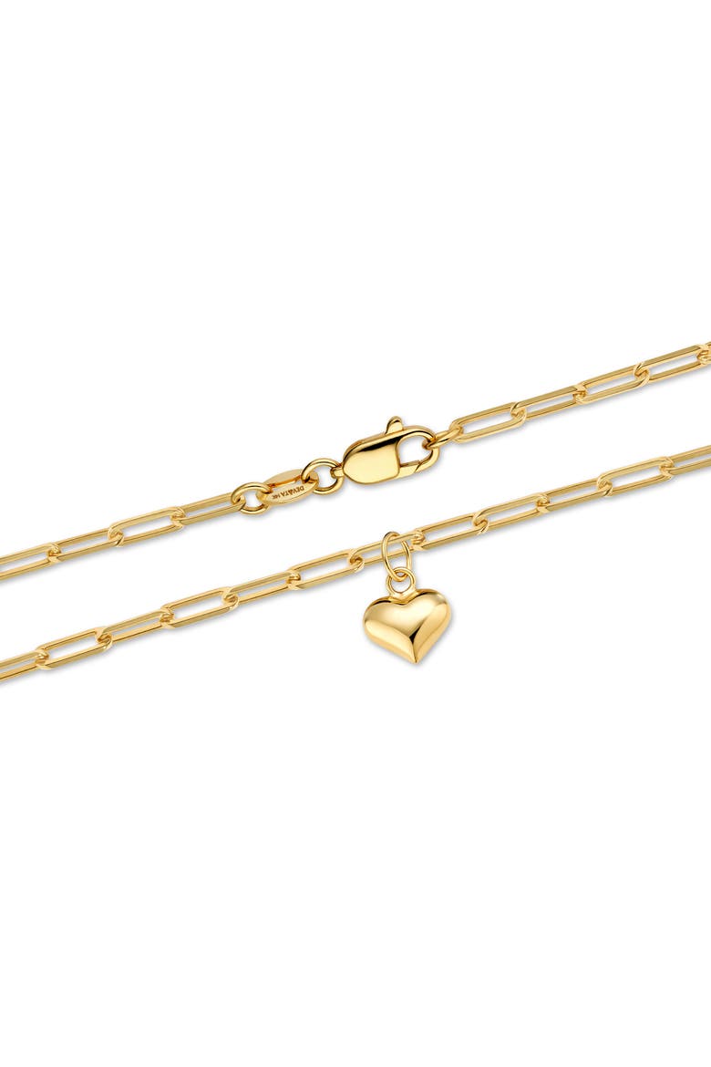 Heart Charm Paperclip Chain Bracelet in 14K Gold, Alternate, color, Yellow Gold