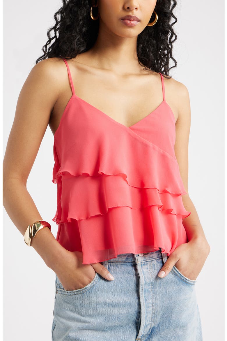 Ruffle Tiered Camisole, Main, color, PINK PARADISE