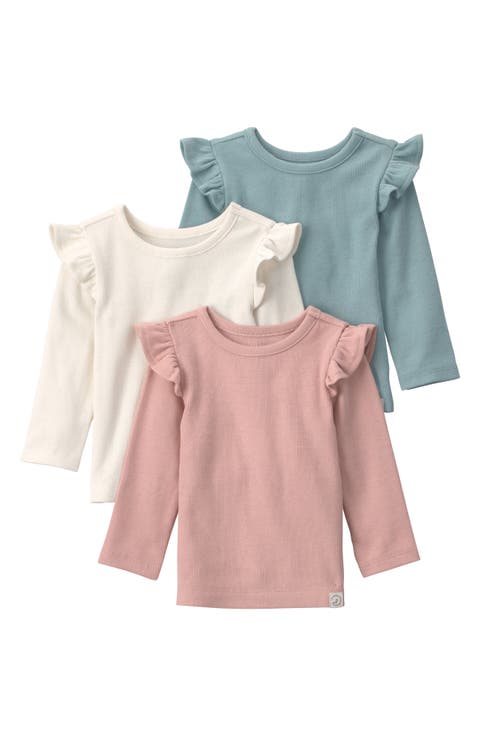 Kids' 3-Pack Ruffled Shoulder T-Shirts
