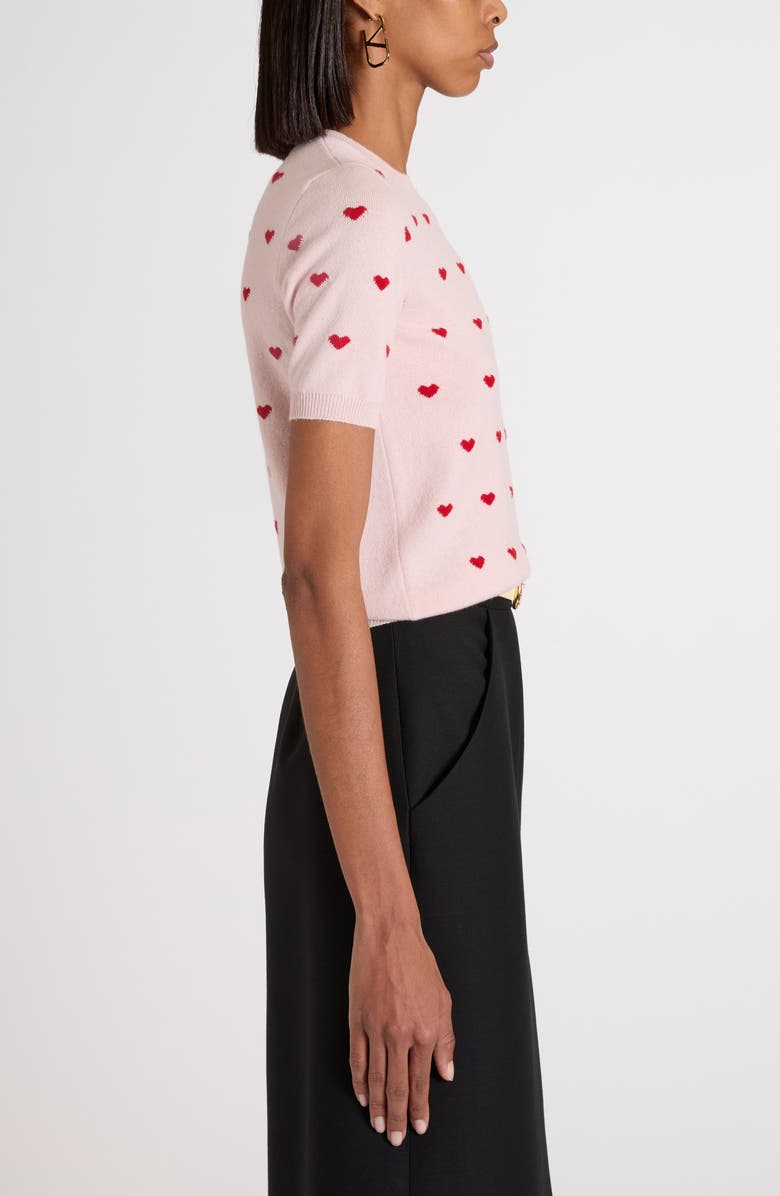 Valentino Garavani Heart Jacquard Cashmere Sweater, Alternate, color, Rose B/ Silver