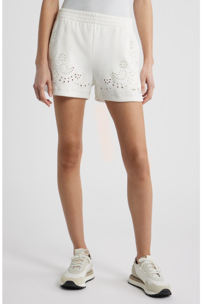 Abrah Eyelet Knit Shorts, Main, color, TRUE WHITE