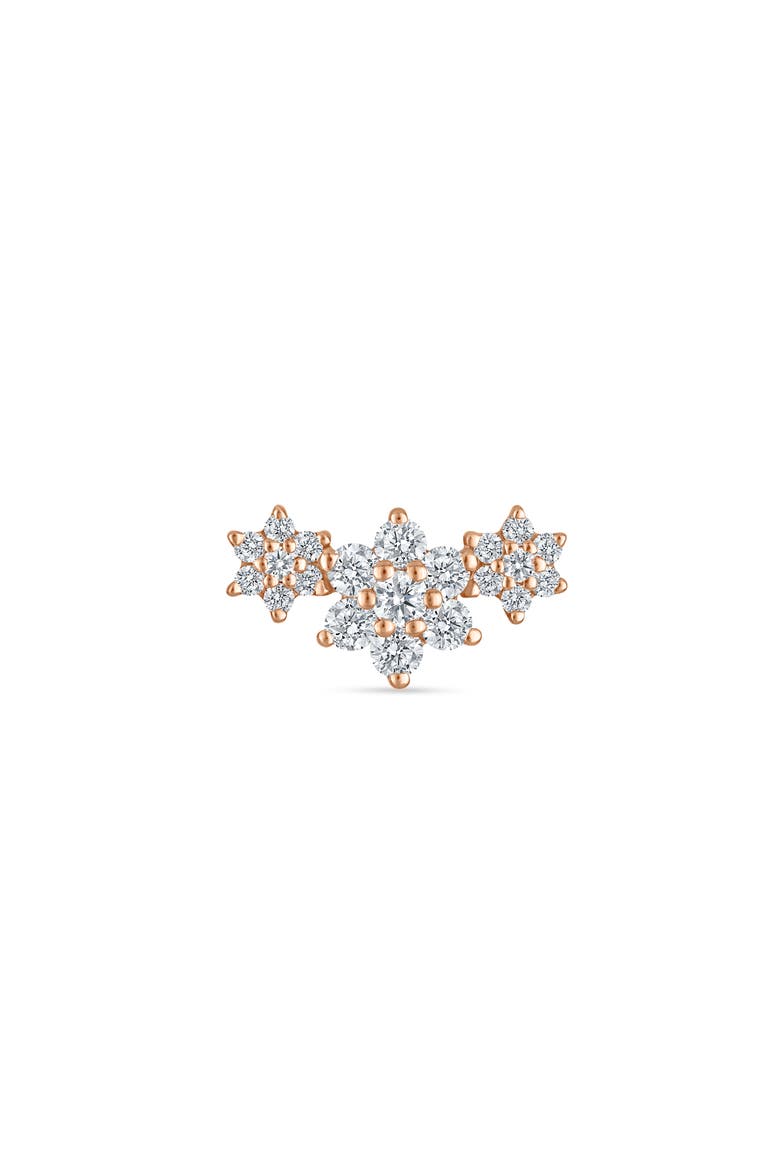 Diamond Flower Threaded Helix Stud Earring, Alternate, color, ROSE GOLD