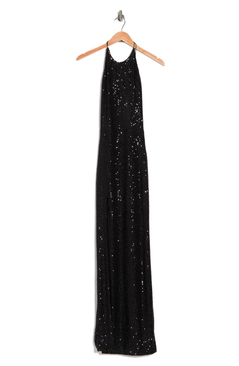 Love By Design Bernadette Sequin Open Back Dress, Alternate, color, Black