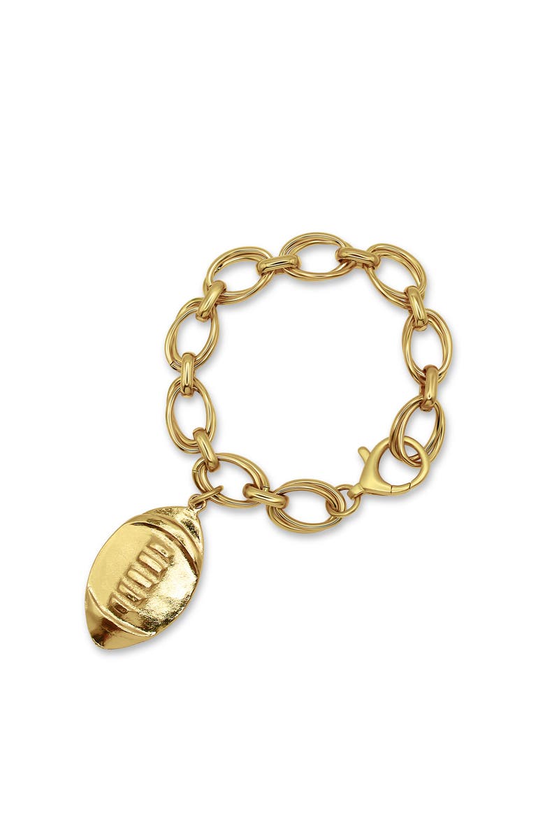 Varsity Football Charm Bracelet, Main, color, Gold