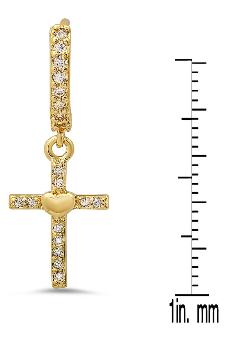 18K Gold Plated Crystal Cross Drop Huggie Hoop Earrings, Alternate, color, GOLD