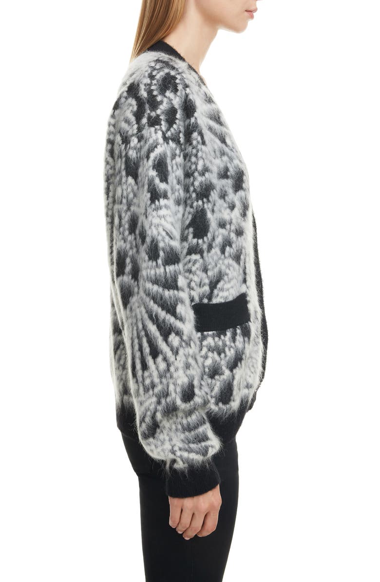 Saint Laurent Floral Jacquard Wool & Mohair Blend Cardigan, Alternate, color, 