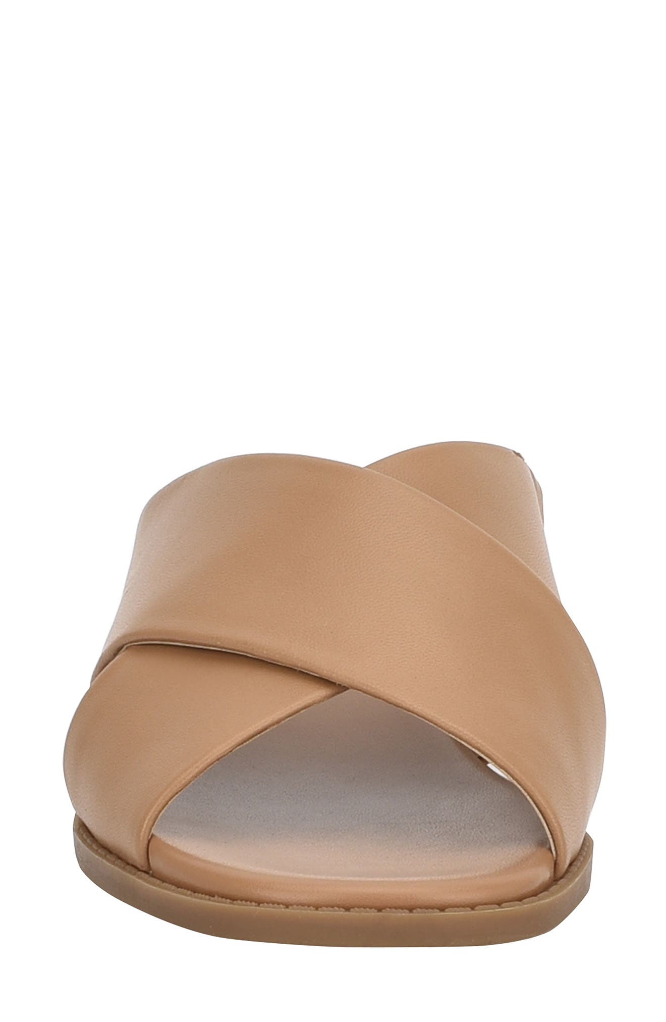 Odyssa Slide Sandal, Alternate, color, DARK NATURAL LEATHER