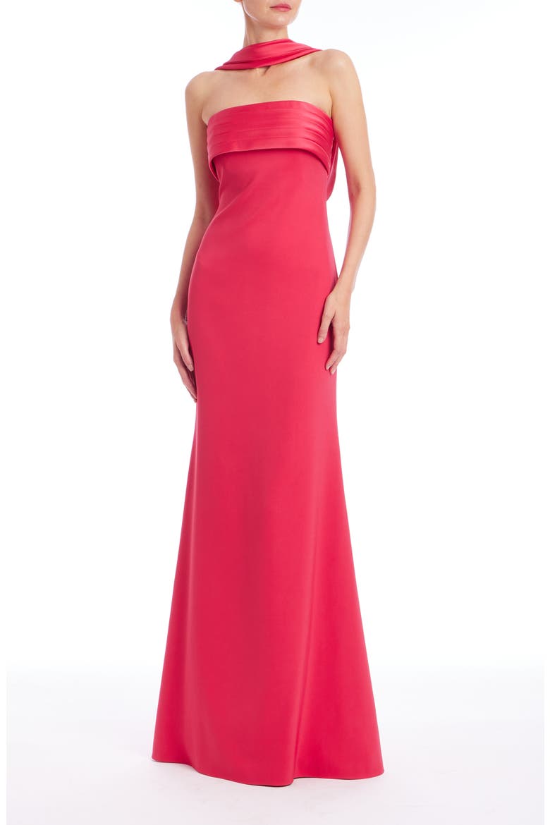 Scarf Detail Strapless Gown, Main, color, ROSE