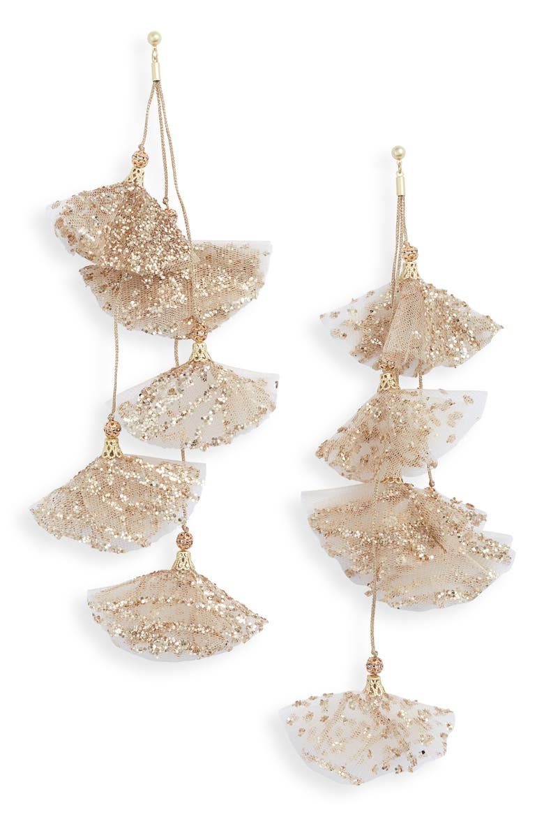 Melody Tulle Petal Earrings, Main, color, GOLD-GOLD