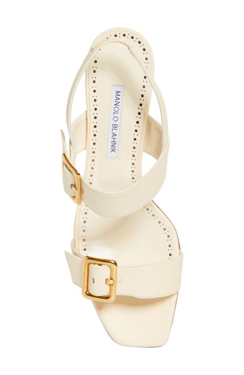Manolo Blahnik Thalitsli 50 Leather Slingback Sandals In Light Cream