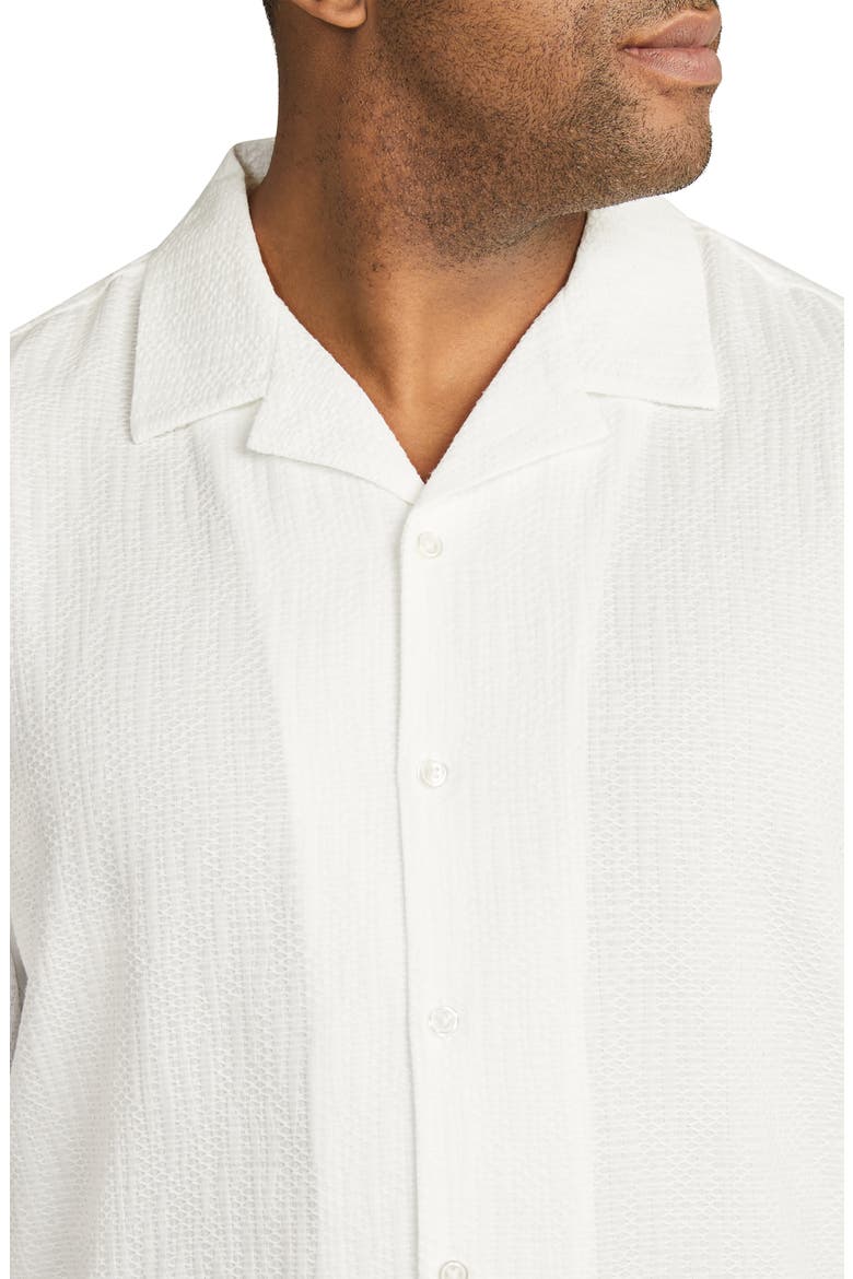 Griffen Relaxed Fit Textured Cotton Camp Shirt, Alternate, color, WHITE