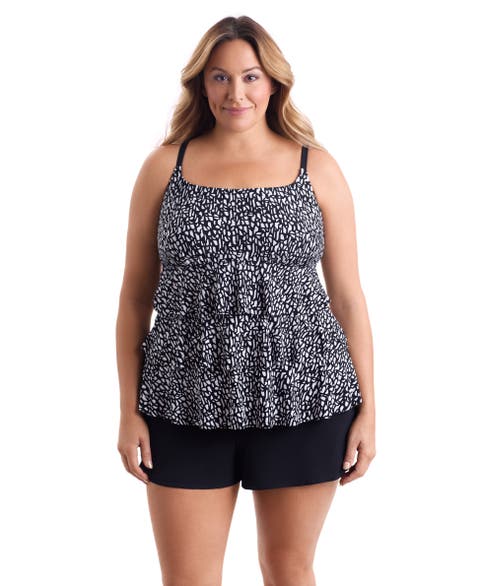 Faux Ruffle Shortini Long Torso Swimsuit