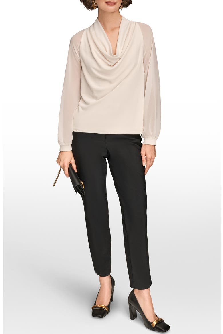 Sheer Sleeve Cowl Neck Top, Alternate, color, IVORY