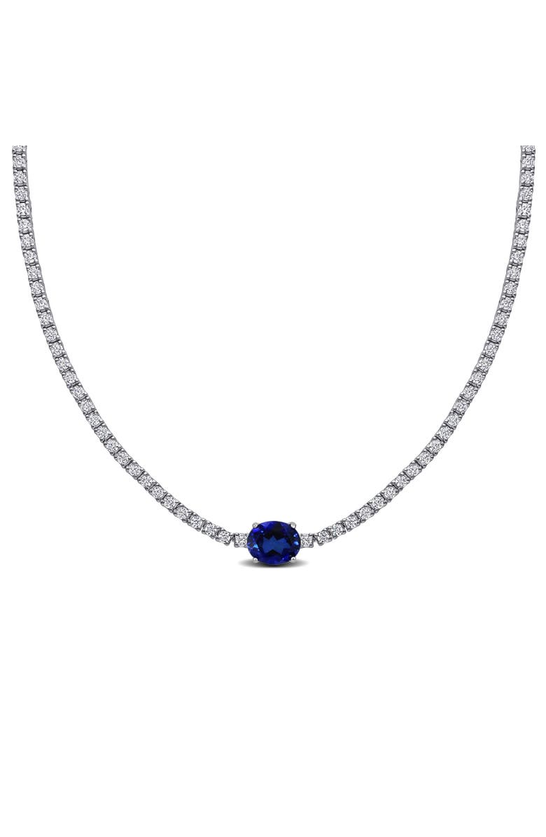 Julianna B. Lab-Created Sapphire Solitaire Tennis Necklace, Main, color, 