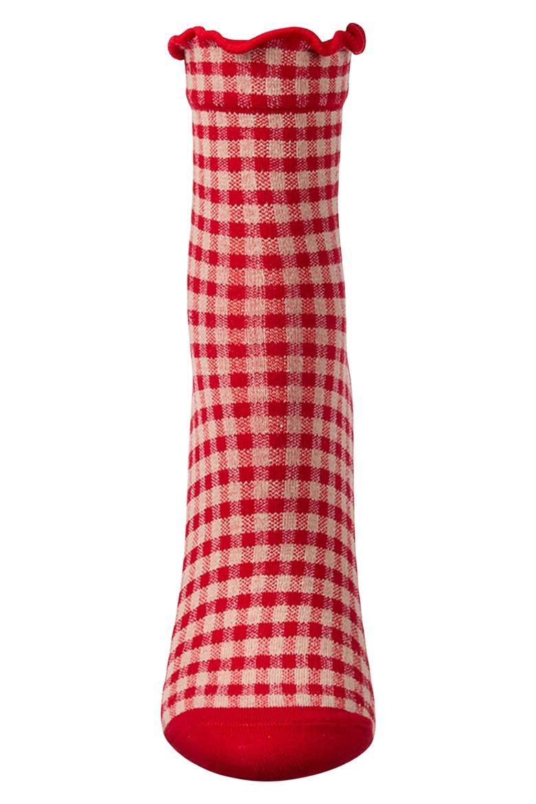Gingham Ankle Socks, Alternate, color, RED