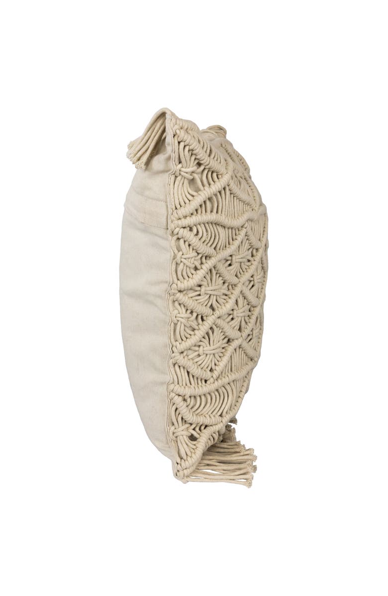 Northlight 18" Natural Cotton Handmade Macrame Square Throw Pillow, Alternate, color, Ivory